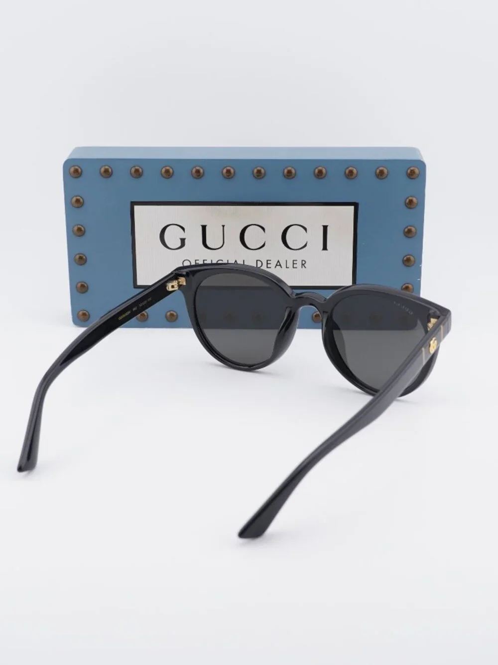 Gucci GG0638SK 002 Round Sunglasses - Shiny Black\Grey